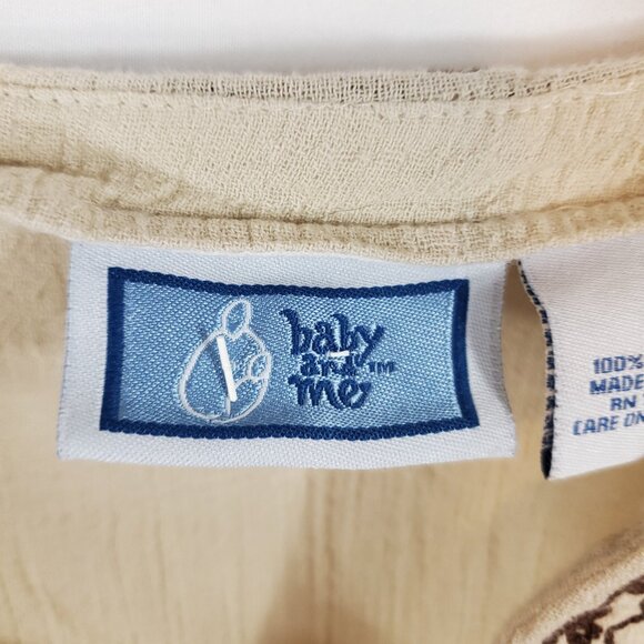Baby & Me Cream & Brown V Neck Lng Slv Crimped Fabric Womens Maternity Blouse M - Picture 7 of 11